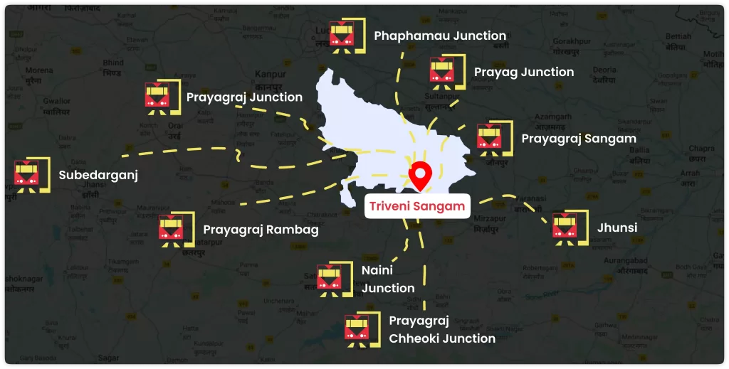 Trains route map to reach prayagraj